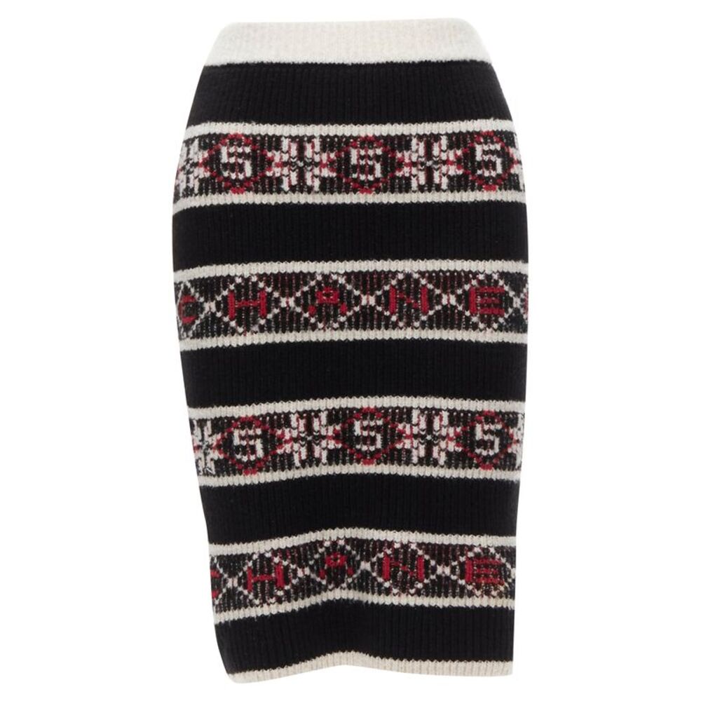Chanel Logo Fair Isle Intarsia Skirt